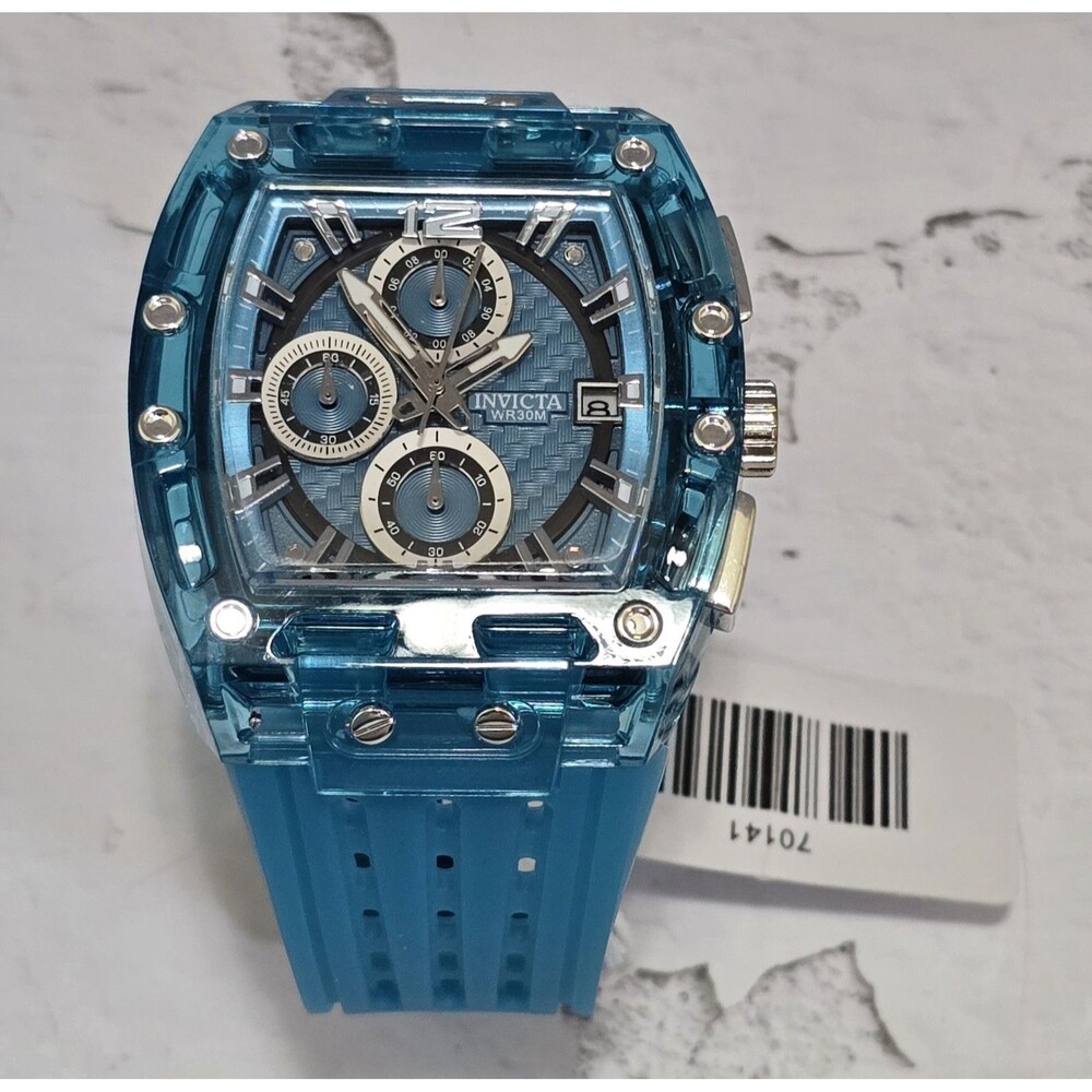 Invicta S1 Rally Mens 42mm Light Blue Carbon Chronograph Watch 70141 Brand New - Picture 3 of 5